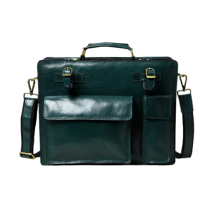 Men's Green Leather Laptop Briefcase 
