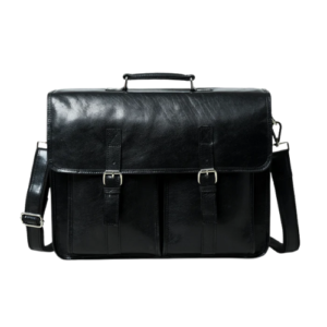 Men's Black Leather Office Messenger Bag